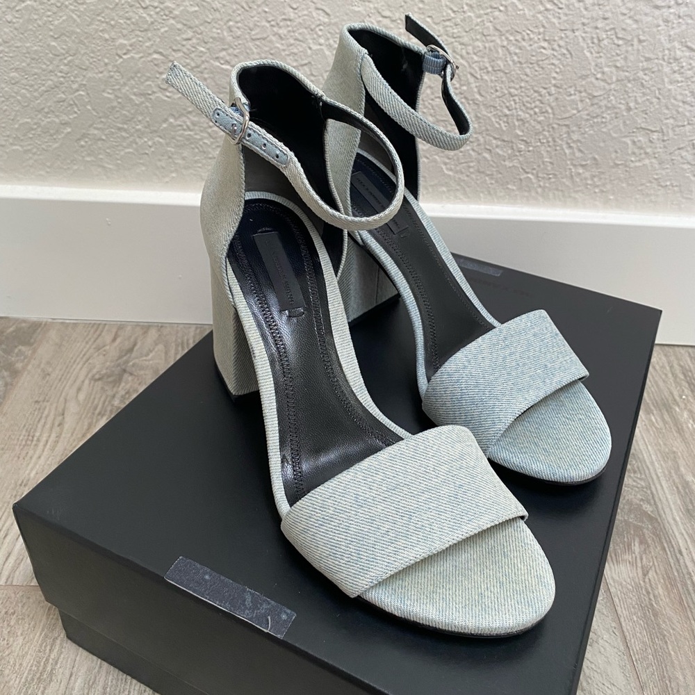 Alexander Wang Abby Block Heel in Denim (Light Indigo) / New with Tags
